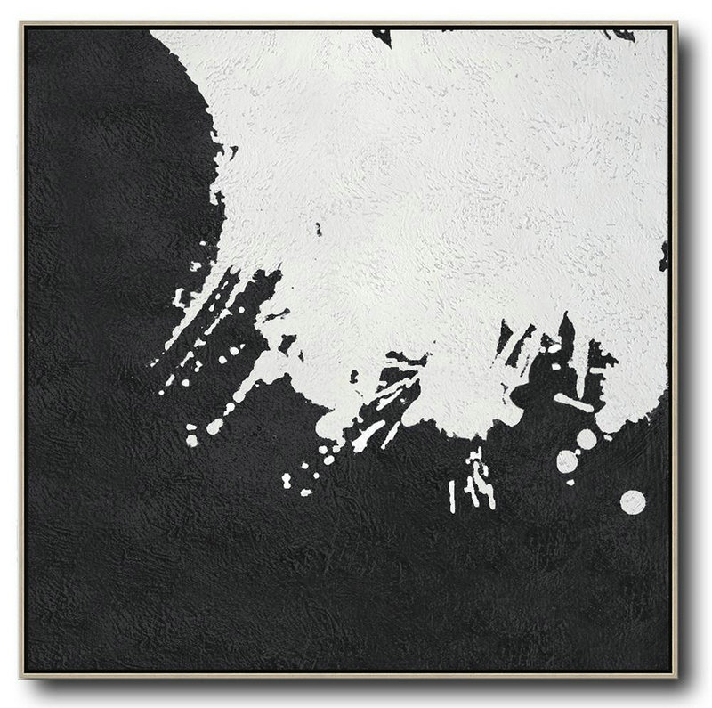 Extra Large Acrylic Painting On Canvas,Oversized Minimal Black And White Painting - Canvas Wall Paintings